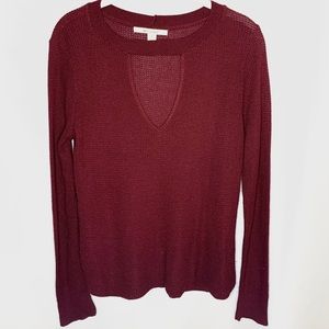 Francesca's Long-Sleeve Maroon Sweater with Cutout